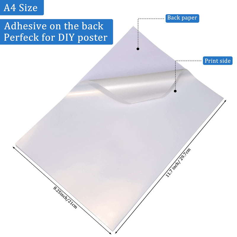  [AUSTRALIA] - 20 Pieces Sticker Photo Paper, White Photographic Paper, Printable Vinyl Sticker Paper Glossy White Vinyl Paper Sheet Waterproof Adhesive Paper Label Dries Quickly for Inkjet and Laser Printer