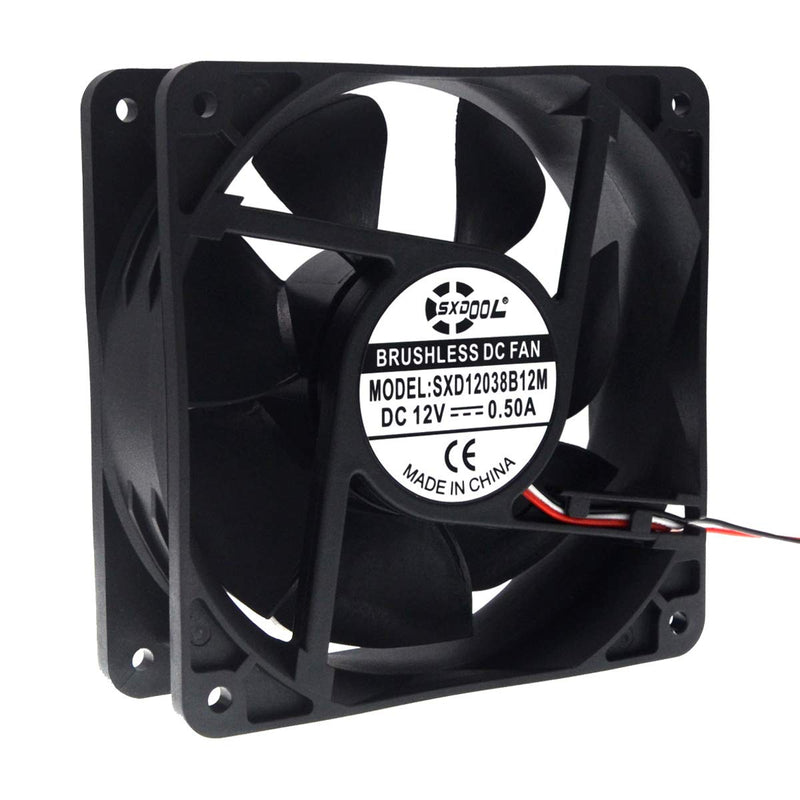  [AUSTRALIA] - SXDOOL 12038 120mm x 38mm 3000rpm High Airflow CFM 12V 3pin FG DC Brushless Ball Bearing Cooling Fan