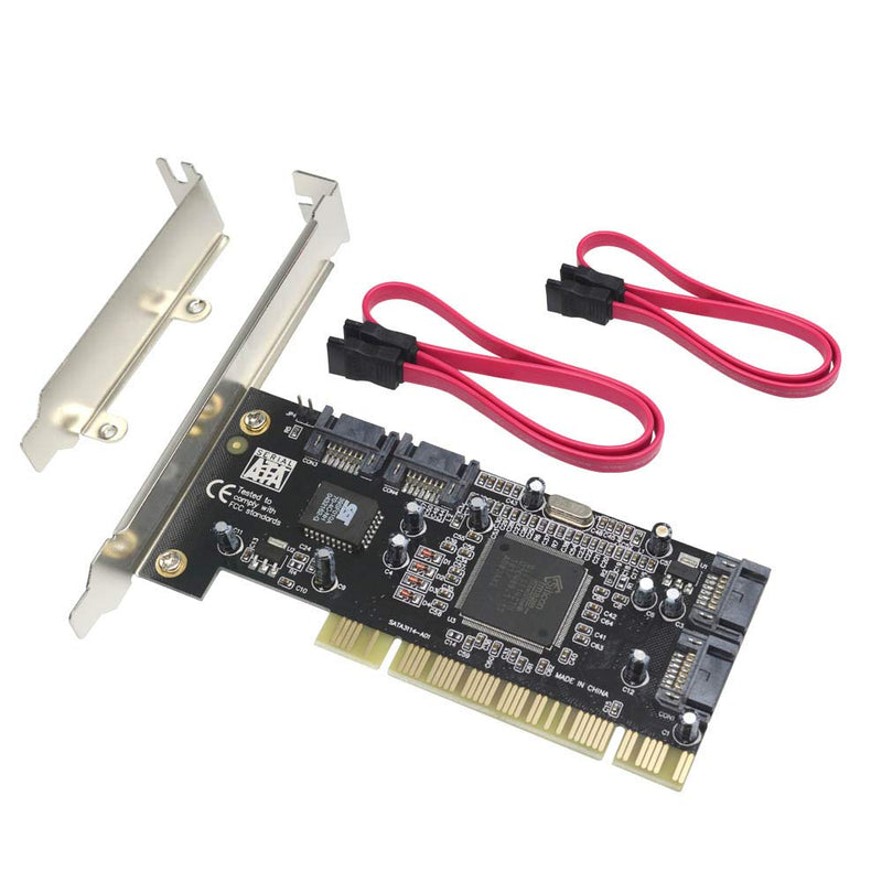  [AUSTRALIA] - GODSHARK 4 Ports PCI SATA Raid Controller Internal Expansion Card with 2 Sata Cables, PCI to SATA Adapter Converter for Desktop PC Support HDD SSD