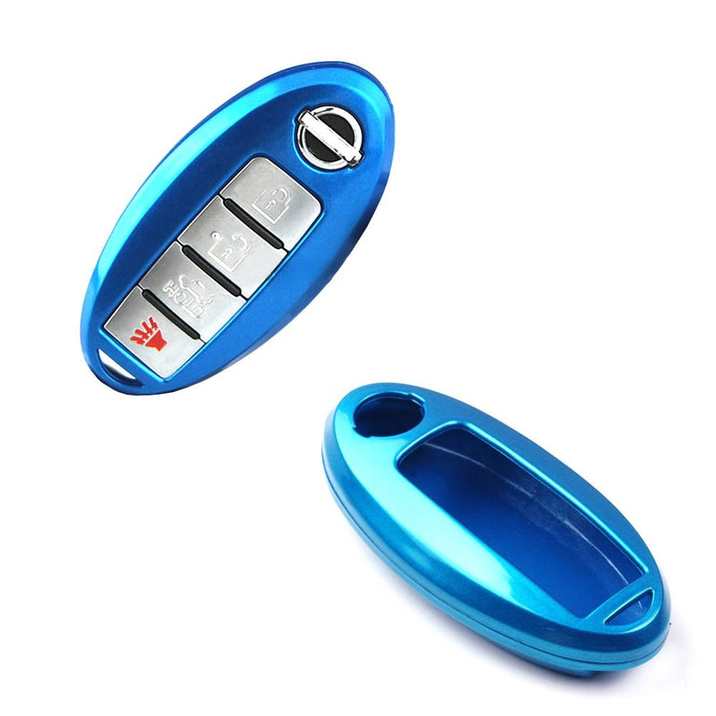  [AUSTRALIA] - iJDMTOY (1) Exact Fit Gloss Metallic Sky Blue Smart Key Fob Shell Compatible With Nissan Armada Rogue GT-R Murano Pathfinder Sentra Leaf Titan (4-Button only)