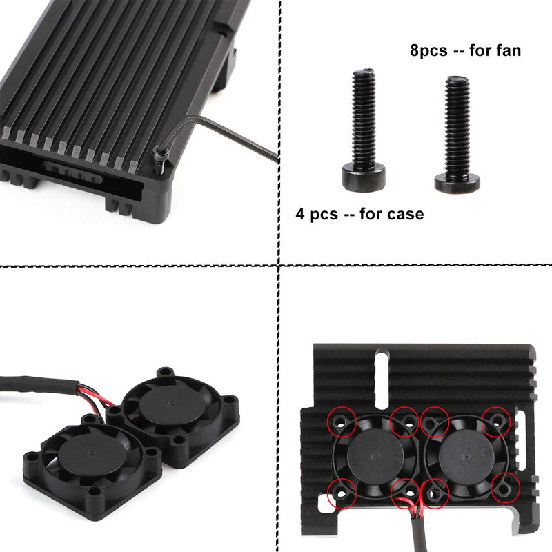  [AUSTRALIA] - MakerFocus Raspberry Pi Armor Case, Raspberry Pi Metal Case with Dual Fan Aluminium Alloy, Raspberry Pi Fan, Heatsink for Raspberry Pi 3 Model B+ / Pi 3 B+/Pi 2 B+