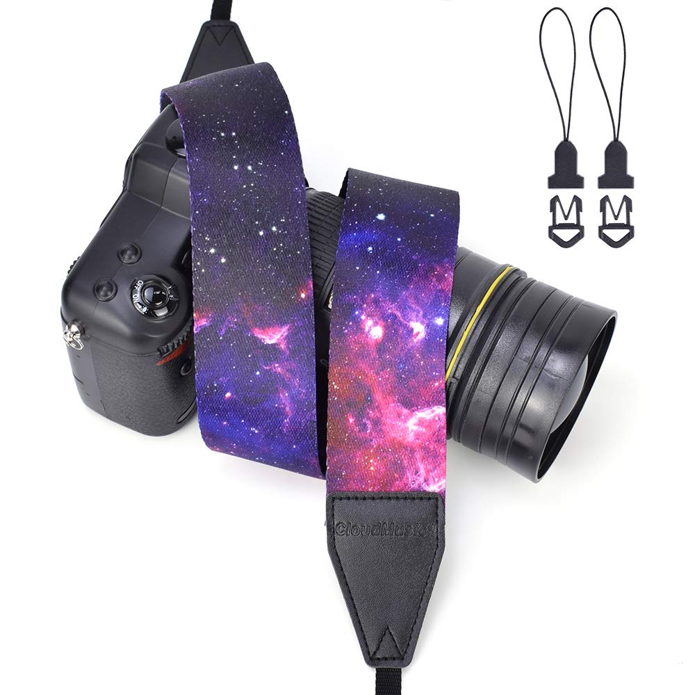  [AUSTRALIA] - CLOUDMUSIC Camera Strap Jacquard Weave Neck Strap For Girls Men Women Floral Series(Purple Galaxy) Purple Galaxy