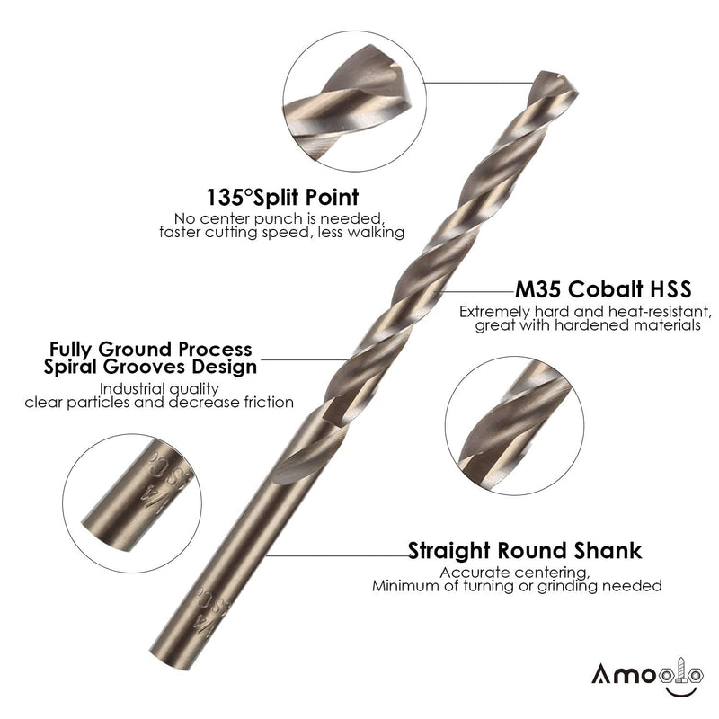  [AUSTRALIA] - amoolo 1/8" inch Cobalt Drill Bits(10Pcs), M35 HSS Metal Jobber Length Twist Drill Bit Set for Hard Metal, Stainless Steel 1/8 in (10pcs)