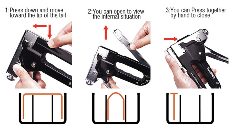  [AUSTRALIA] - Edward Tools Pro 3 in 1 Heavy Duty Staple Gun with 600 Staples - for Upholstery, Wood, Garden, Wire, Furniture, Roofing - D,U,T Type Staples - Quick Jam Clear - DIY