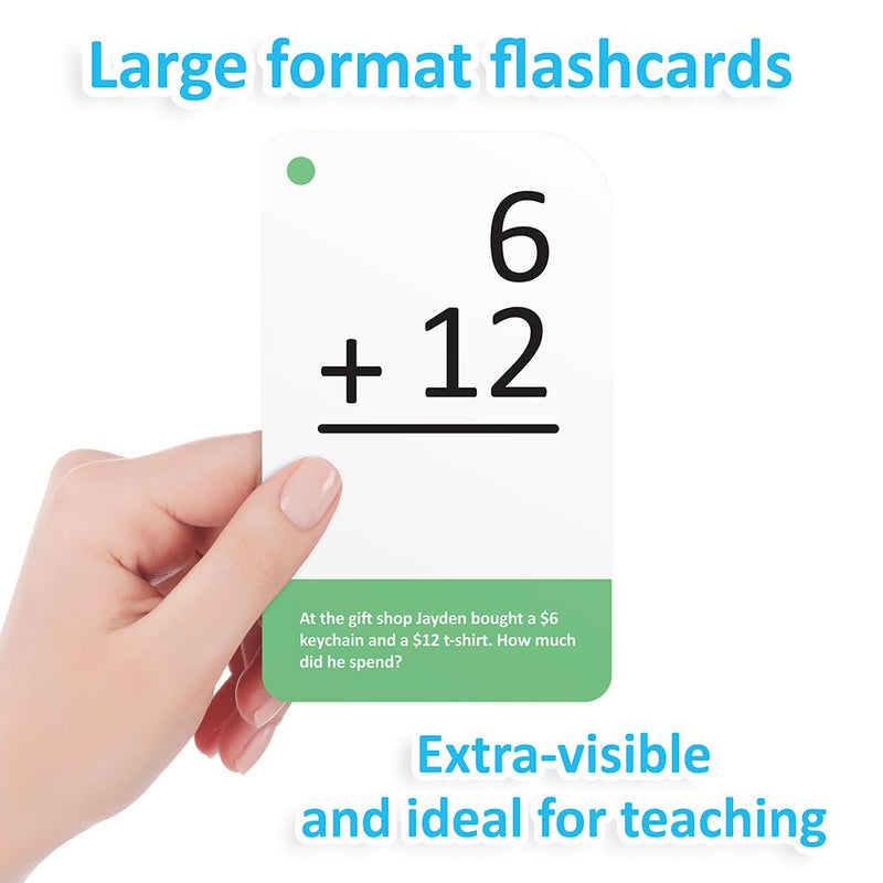 Addition Math Flash Cards with Word Problems - 175 Self-Checking Cards, All Facts 0-12 for Early Grade Teaching by Pint-Size Scholars - LeoForward Australia