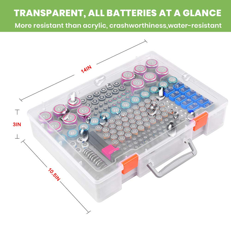Battery Organizer Holder- Batteries Storage Containers Box Case with Tester Checker BT-168. Garage Organization Holds 225 Batteries AA AAA C D Cell 9V 3V Lithium LR44 CR2 CR1632 CR2032 - LeoForward Australia