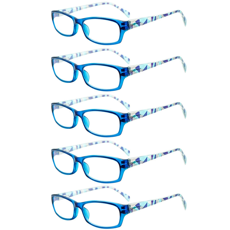  [AUSTRALIA] - VIDEBLA 5 Pack Computer Reading Glasses Men and Women Anti Eyestrain Blue Light Blocking Glasses for Reading 5 Blue 0.0 x