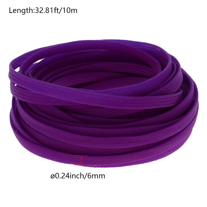  [AUSTRALIA] - Fielect PET Cable Sleeves, 10m/32.8'' Purple Wire Loom Cable Wrap Braided Wire Cover Automotive Expandable Braided Sleeving for Video, Audio, Computer Cables 1pcs