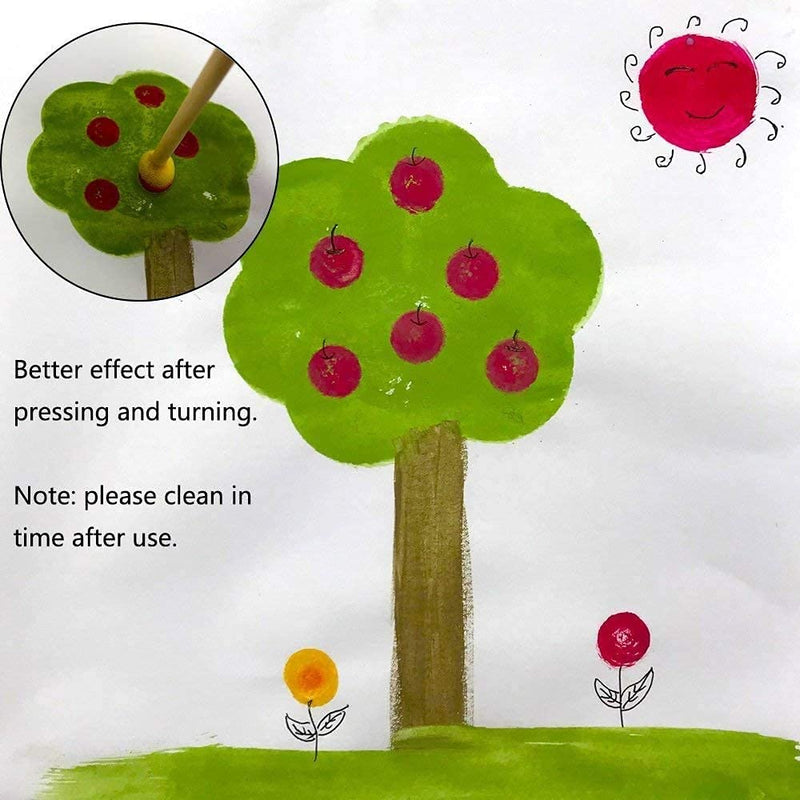  [AUSTRALIA] - 28-Pieces Assorted Size Round Sponges Brush Set, Paint Tools for Kids Yellow