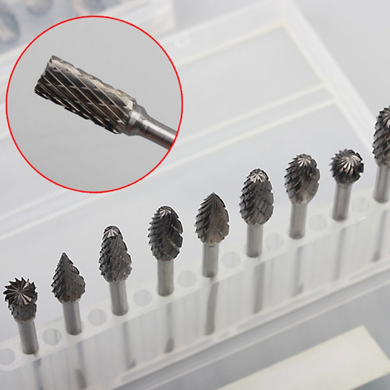  [AUSTRALIA] - Carving Expert 10pcs Double cut 1/8in Shank Tungsten Carbide Rotary Burr For Dremel