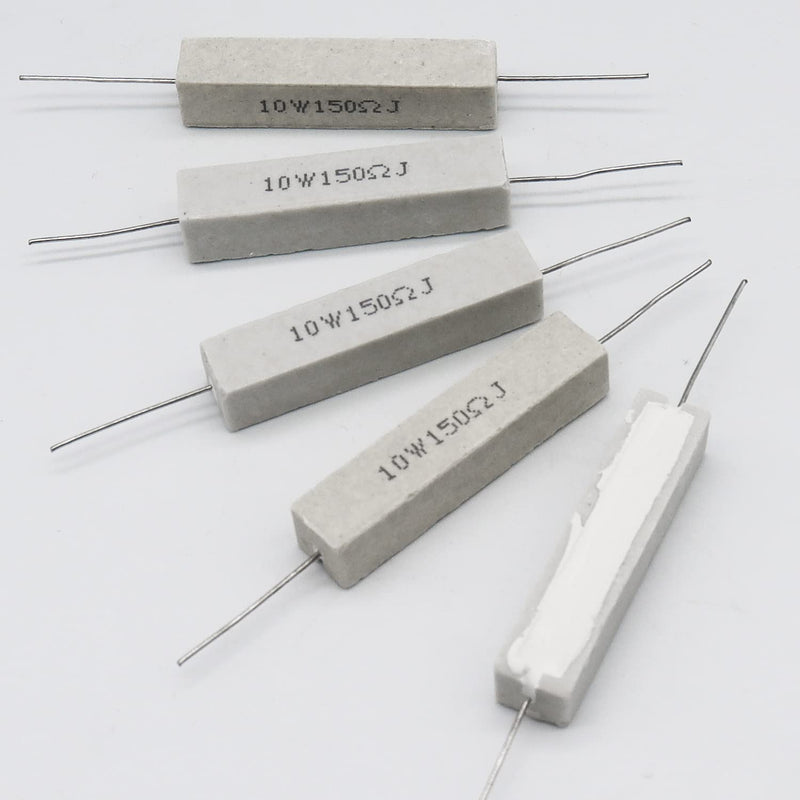 [AUSTRALIA] - Dimlove Cement Resistor,10 PCS 10w 150 Ohm 5% Axial Lead Wire Resistor White Wound Fixed Ceramic Resistors Wirewound Power Flame Heat Moisture Resistance Precharge Horizontal 10W 150ΩJ