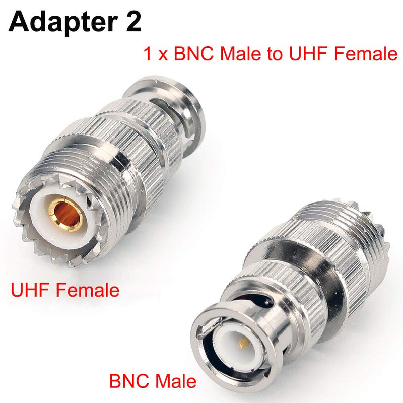  [AUSTRALIA] - UHF to BNC Adapter PL259 SO239 to BNC 4 Type RF Coaxial Coax Connector for Coaxial Cable BNC Coupler Adapter Q9 Coaxial Cable Connector 5Pcs Set