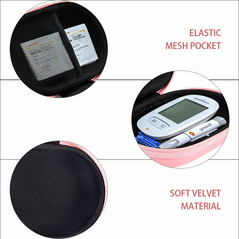  [AUSTRALIA] - Leayjeen Portable Case Compatible with Blood Glucose Monitor Kit，Holds Glucometer, Lancing Device, Blood Sugar Test Strips,Lancets and Other Diabetic Testing Accessories(Case Only)-Pink … Pink