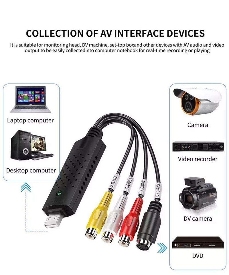  [AUSTRALIA] - VHS to Digital Converter，USB 2.0 Video Converter Audio Capture Card VHS Box VHS VCR TV to Digital Converter，Support Windows, Linux, Vista, Mac.