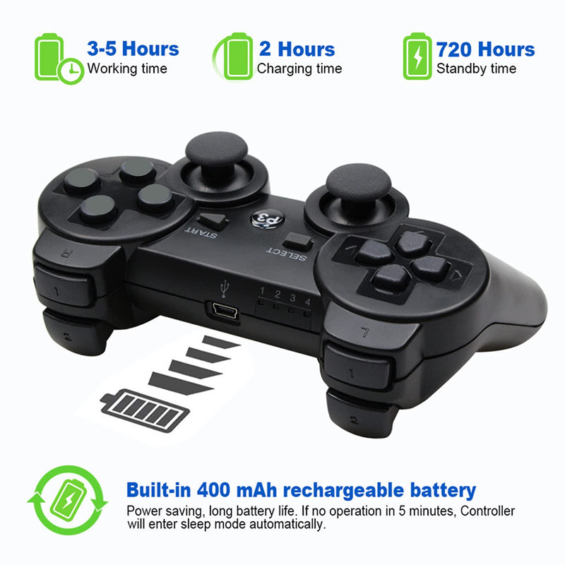  [AUSTRALIA] - Wireless Controller for PS3, Built-in Dual Vibration Gaming Remote Joystick Compatible with Playstation 3,with Charger Cable Cord (Black+ Blue) Black+ Blue