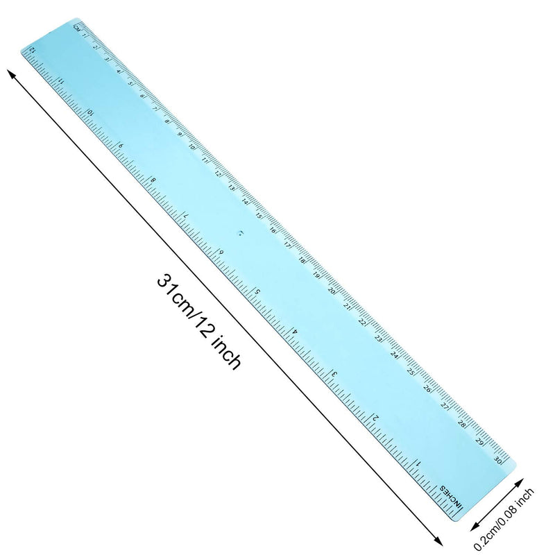  [AUSTRALIA] - 2 Pack Plastic Ruler Straight Ruler Plastic Measuring Tool for Student School Office (Blue, 12 Inch)