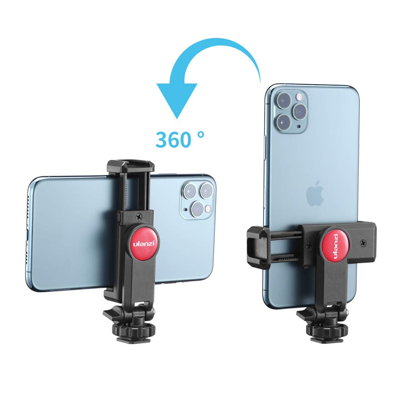  [AUSTRALIA] - ULANZI Universal Phone Tripod Mount with Cold Shoe Mount, Rotates and Adjustable Clamp Holder Smartphone Clip Adapter for iPhone 11 Pro Max X XR Xs Max 8 7 Plus Samsung Galaxy s10 s9 Note10 Google Single