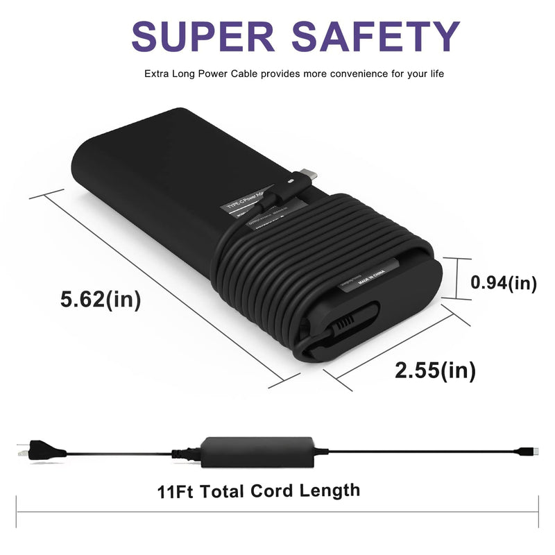  [AUSTRALIA] - 130W Type C USB C Charger Compatible with Dell Latitude 7410 7310 9410 9510 Precision 5530 2in1 5550 5750 3560 3550 XPS 15 9500 17 9700 Laptop Model DA130PM170 HA130PM170 Power Supply Adapter Cord