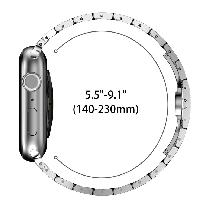  [AUSTRALIA] - CHANCHY Stainless Steel Band for Apple Watch Ultra Band 49mm 45mm 44mm 42mm 38mm 40mm 41mm, Metal Strap with Folding Clasp for Apple Watch Series 8 7 6 5 4 3 2 1 SE Men (Silver, 49mm 45mm 44mm 42mm) Silver 42mm/44mm/45mm/Ultra 49mm
