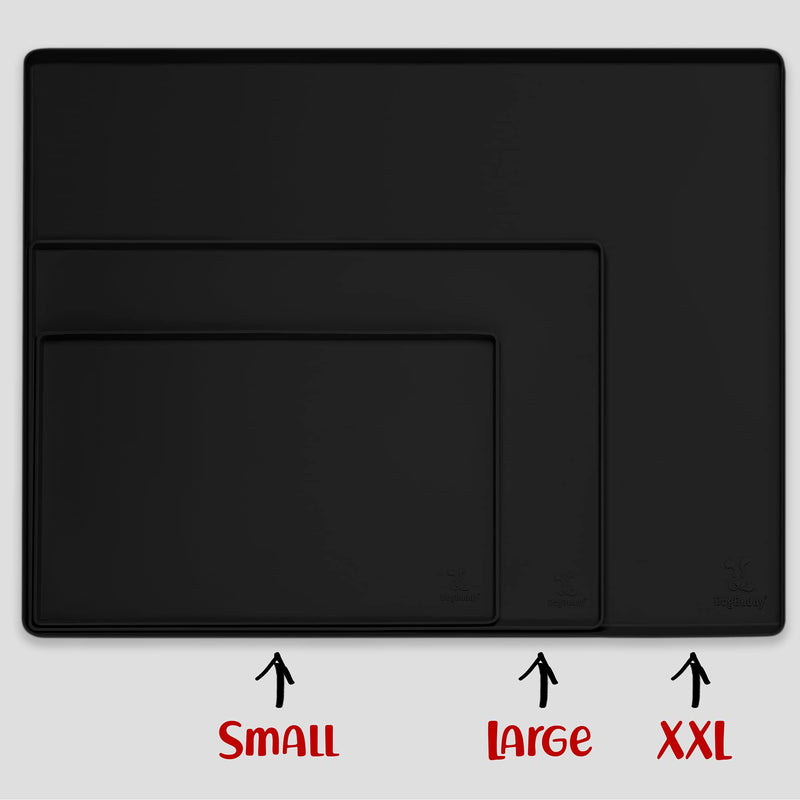 DogBuddy Dog Food Mat - Waterproof Dog Bowl Mat, Silicone Dog Mat for Food and Water, Pet Food Mat with Edges, Dog Food Mats for Floors, Nonslip Dog Feeding Mat S: 19" x 12" Black - LeoForward Australia