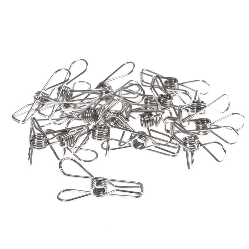 AKOAK 20 Pack 2.2" Multi-Purpose Stainless Steel Wire Clips Clothespins Hanging Clips Hooks Clothes Pins Multifunction Clips - LeoForward Australia