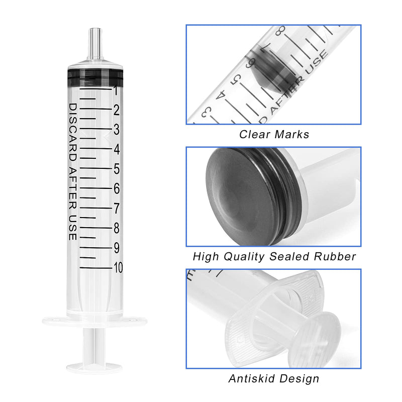  [AUSTRALIA] - 40 Pack 10ml/cc Plastic Syringe Individually Sealed with Measurement for Scientific Labs, Measuring Liquids, Feeding Pets, Refilling, Oil or Glue Applicator 10ml-40pack