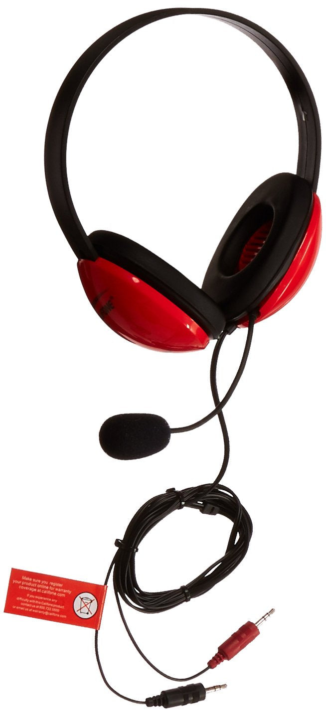  [AUSTRALIA] - Califone 1465269 Listening First Headset with Dual Plugs for Use with Mac and Windows, 3.5 mm, 40MW, 10 KHz, 5-1/2' Cord, Red