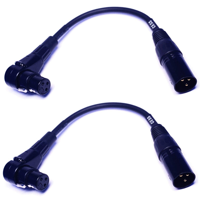  [AUSTRALIA] - CESS-041 Right-Angle Female XLR to Straight Male XLR Plug Cable, 2 Pack