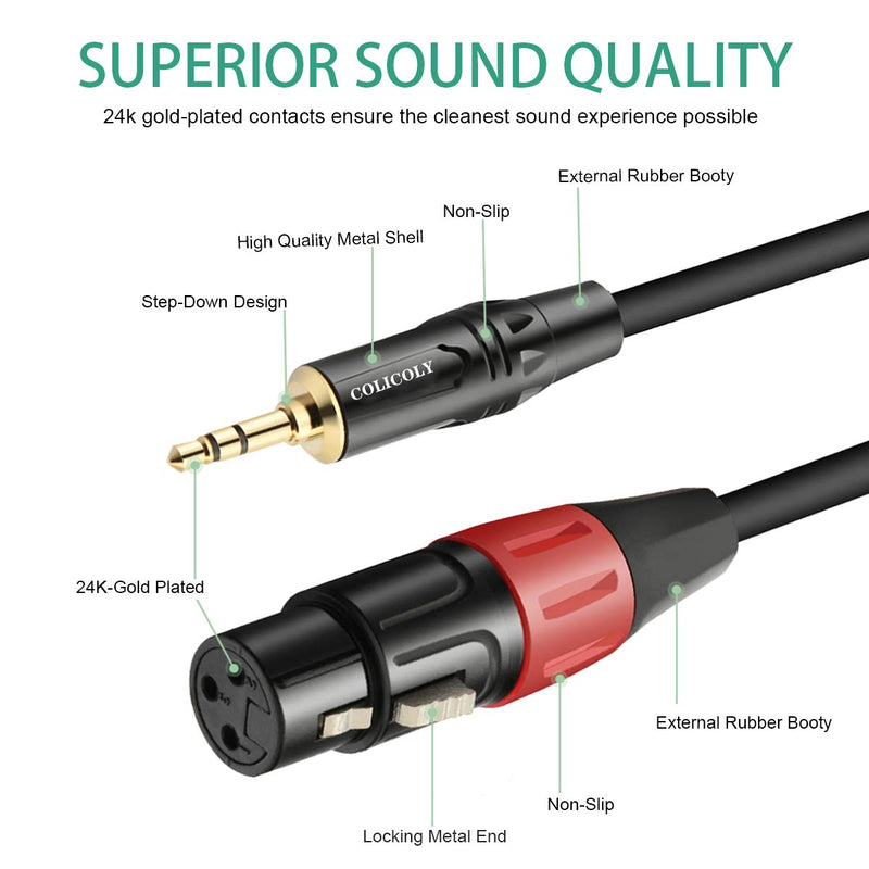  [AUSTRALIA] - COLICOLY Dual XLR Female to 3.5mm TRS Stereo Cable,1/8 inch Mini Jack to 2 XLR Female Y-Splitter Stereo Microphone Cable - 3.3feet 3.3 feet