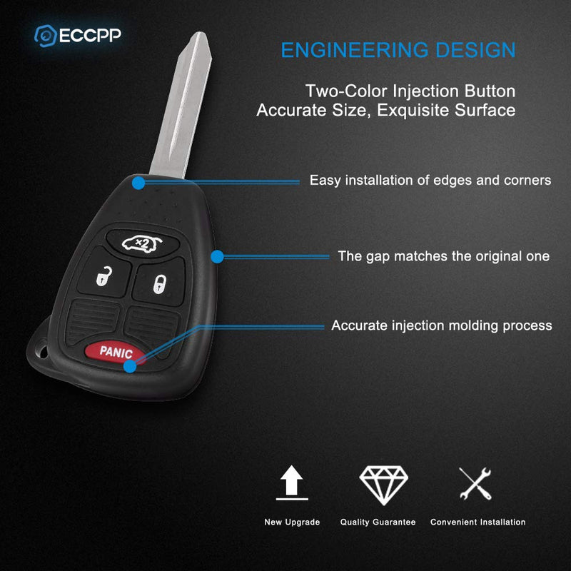  [AUSTRALIA] - ECCPP Replacement fit for Keyless Entry Remote Key Fob Case Chrysler Pacifica Sebring 200/ Dodge Nitro Avenger Caliber/Jeep Liberty Patriot Compass Wrangler OHT692713AA OHT692427AA (Pack of 1)