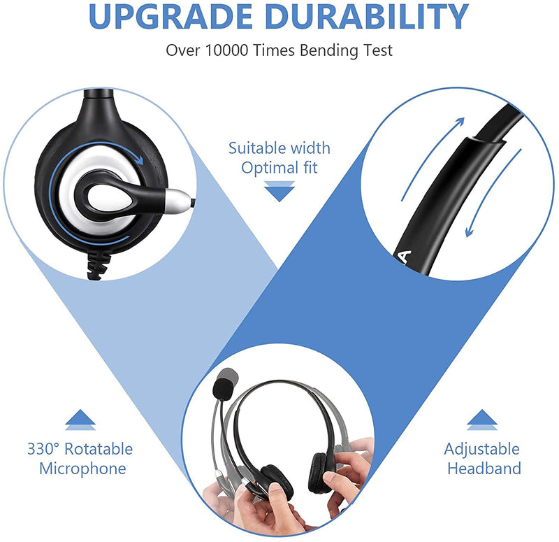  [AUSTRALIA] - Phone Headset 2.5mm with Noise Canceling Mic & Mute Switch Ultra Comfort Telephone Headset for Panasonic AT&T Vtech Uniden Cisco Grandstream Polycom Cordless Office Phones Binaural-A600