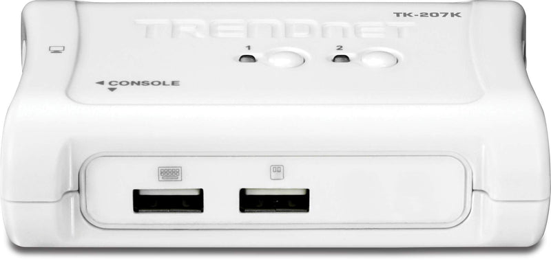  [AUSTRALIA] - TRENDnet 2-Port USB KVM Switch and Cable Kit, 2048 x 1536 Resolution, Device Monitoring, Auto-Scan, Audible Feedback, USB 1.1, Compliant with Windows and Linux, Hot-Pluggable, White, TK-207K 2 Port USB w/ Cables