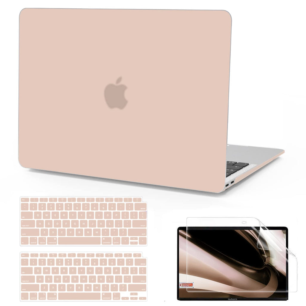  [AUSTRALIA] - B BELK Compatible with MacBook Air 13 inch Case 2022 2021 2020 2019 2018 Release A2337 M1 A2179 A1932 with Touch ID, Matte Plastic Hard Shell Case & Keyboard Cover & Screen Protector Retina, Camel