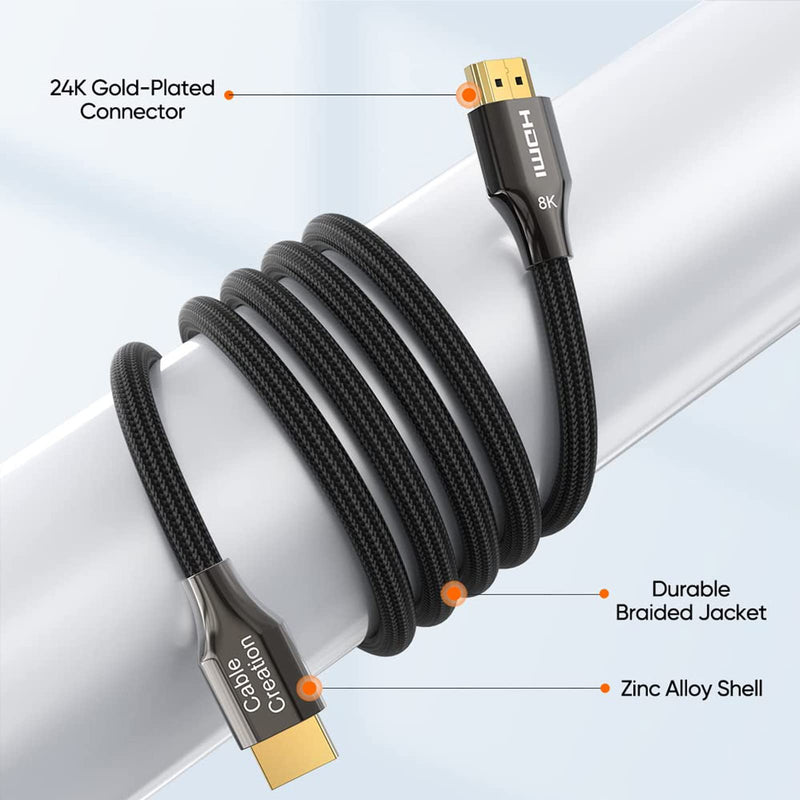  [AUSTRALIA] - CableCreation HDMI Cable, HDCP HDMI Cable 3FT 8K 60Hz Ultra High Speed 48Gbps eARC HDMI Cable Compatible with PS5 PS4,Xbox Series X Xbox One, Laptop, NS, Roku TV etc 3.3Ft Black 1
