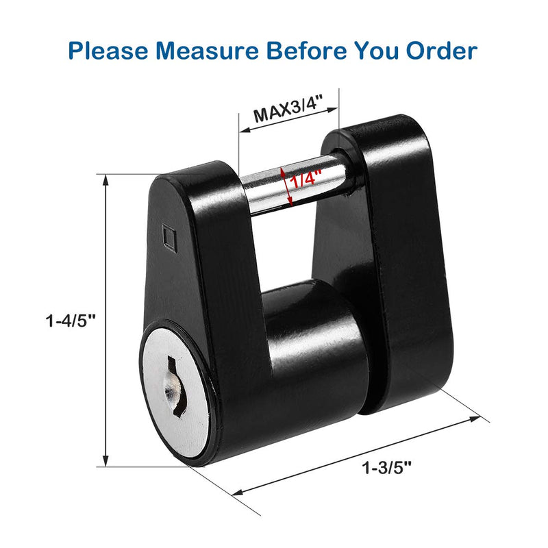  [AUSTRALIA] - CZC AUTO Black Trailer Hitch Coupler Lock, Dia 1/4 Inch, 3/4 Inch Span for Tow Boat RV Truck Car's Coupler (1 Pack, Black) 1 pack