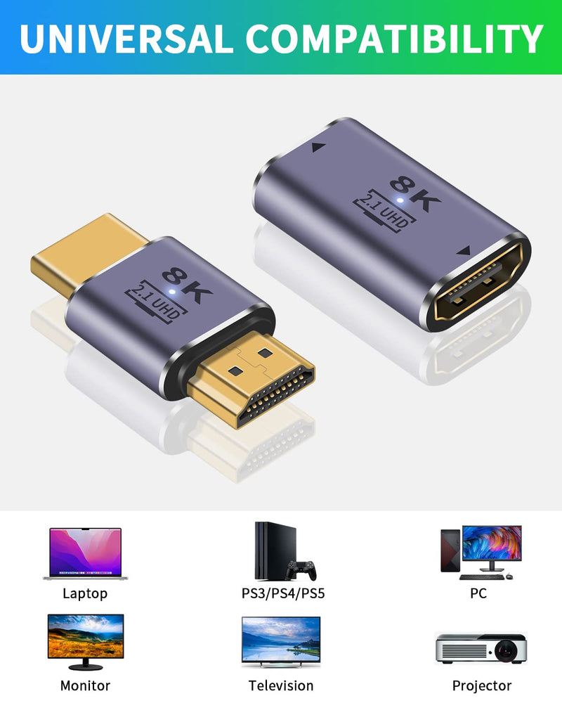  [AUSTRALIA] - Duttek 8K HDMI2.1 Adapter, 48Gbps UHD HDMI Male to Male Adapter and HDMI Female to Femlae Coupler Adapter Connector Supports 8K@60Hz Video for DVD,TV, Monitors (2 Pack) Male to Male and Female to Female