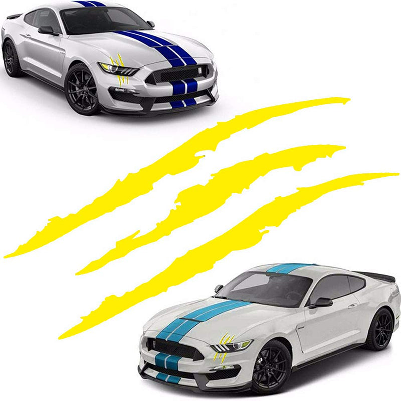  [AUSTRALIA] - KE-KE Claw Marks Decal Reflective Sticker Waterproof Headlight Decal Vinyl Sticker Decal for Sports Cars 2PCS (Yellow) Yellow