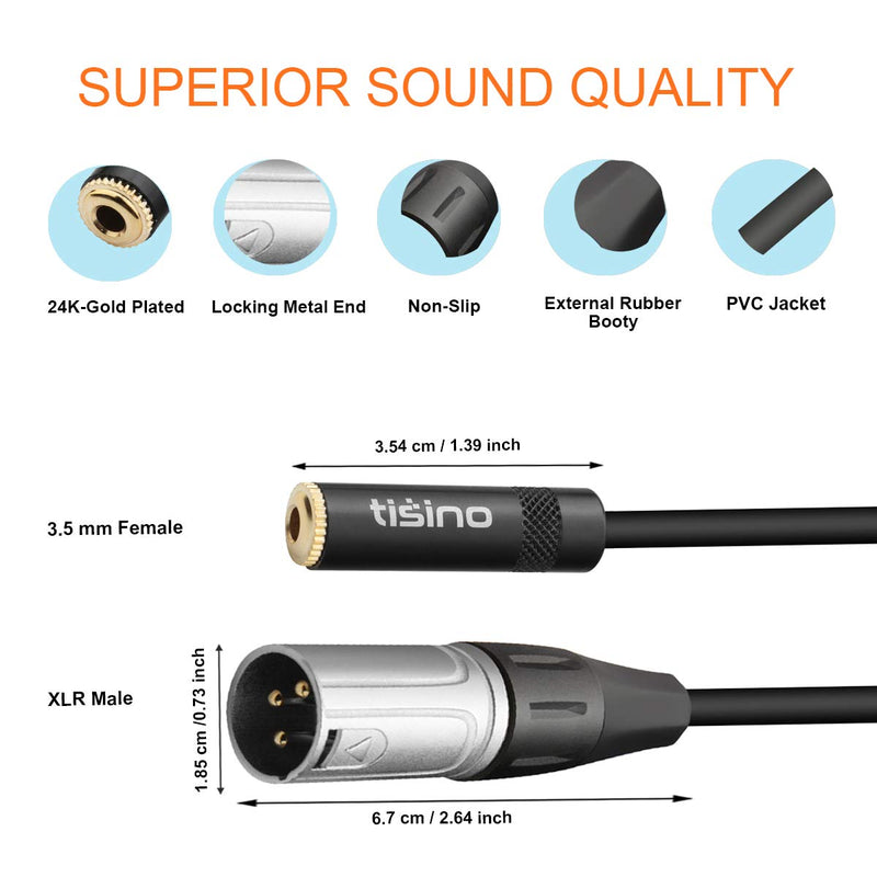  [AUSTRALIA] - TISINO XLR to 3.5mm Female Adapter, Mini Jack 1/8 inch to XLR Male Cable Balanced Audio Converter Cord - 1ft