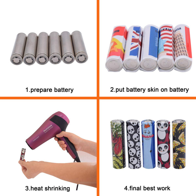50PCS Pre-Cut 18650 Battery Wraps Rewrapping Cover Skin Protective Sleeve Heat Shrink Wraps Tubing Tube Film for 18650 Rechargeable Batteries, 5 Styles Assorted Kit - LeoForward Australia