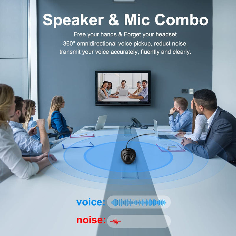  [AUSTRALIA] - GEARDON Conference USB Microphone with Speaker for PC Computer & Laptop, 360° Omnidirectional Condenser Mic, Speakerphone for Windows/Mac OS X System Video Calls, Zoom, Online Class, Black