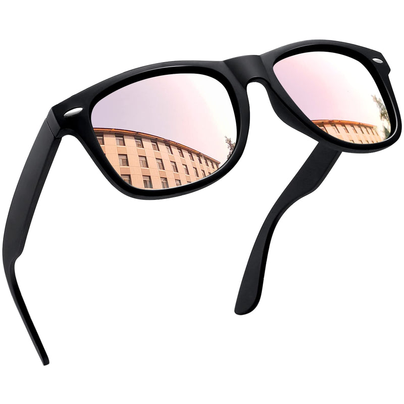  [AUSTRALIA] - Joopin Polarized Sunglasses Men Women Designer Sun Glasses UV Protection Matte Black + Black Mirrored Pink multicolored