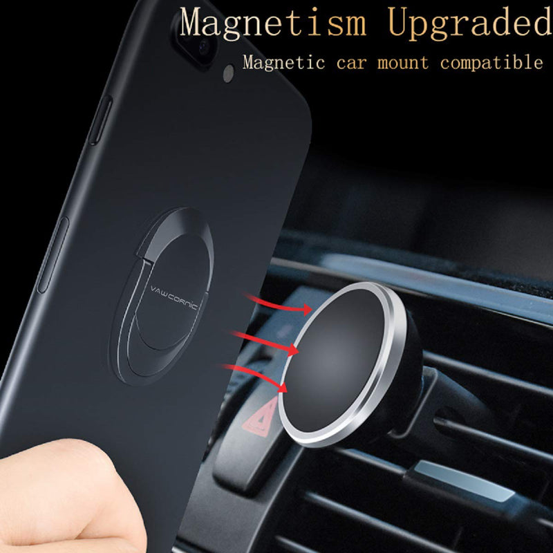  [AUSTRALIA] - VAWcornic Cell Phone Ring Holder Phone Grip, 360 X 120 Degree Rotation Ultra Thin Finger Ring Kickstand for Magnetic Car Mount Compatible with Cellphone, Tablet, Kindle, Switch Lite and More Dark Gery