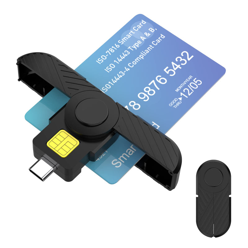  [AUSTRALIA] - USB C DOD Military USB Common Access CAC Smart Card Reader and ID CAC Card Reader,Compatible with Mac Os, Windows,Linux(Mini Foldable and Portable Type C) New Black