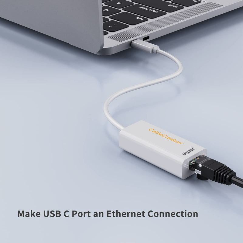  [AUSTRALIA] - USB C to Ethernet Adapter,CableCreation USB Type-C (Thunderbolt 3) to RJ45 Gigabit Ethernet LAN Network Adapter Compatible with Steam Deck, MacBook Pro,MacBook Air,M1/M2,iPad 2022,Galaxy S22 Ultra White
