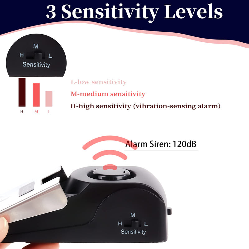  [AUSTRALIA] - Door Stop Alarm, Door Stopper with 120DB Security Alarm, Floor Wedge Doorstop for Travel Apartment Home House (Pack of 4) 4 Pack Black