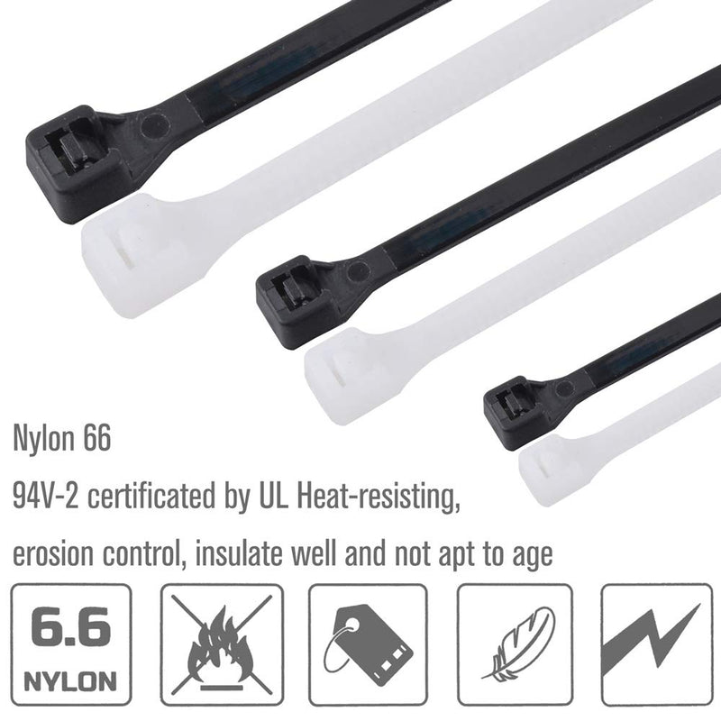  [AUSTRALIA] - ACTCRH CP1010 Cable Zip Ties,300 PCS Self-Locking 4 6 12 inch Tensile Strength Enhanced Nylon Cable Tie,UV Black Black300