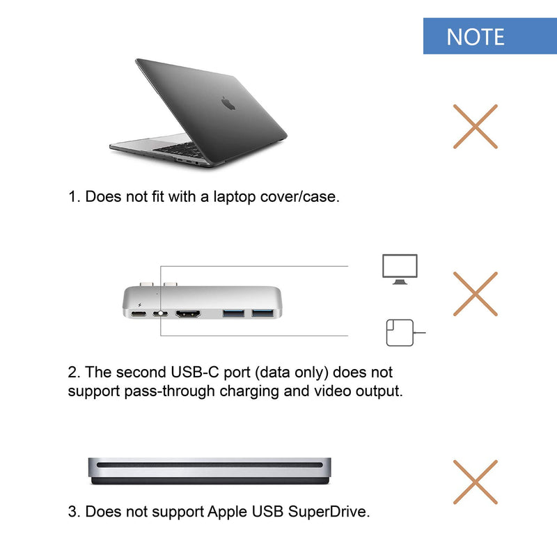 Purgo Mini USB C Hub Adapter Dongle for MacBook Air M1 2021-2018 and MacBook Pro M1 2021-2016, MacBook Pro USB Adapter with 4K HDMI, 100W PD, 40Gbps TB3 5K@60Hz, USB-C and 2 USB 3.0 (Silver) Silver - LeoForward Australia