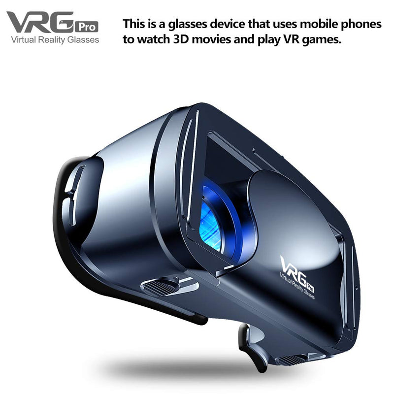  [AUSTRALIA] - NEWSTYP 5~7inch VRG Pro 3D VR Glasses Virtual Reality Full Screen Visual Wide-Angle VR Glasses Box for 5 to 7 inch Smartphone Eyeglasses with Bluetooth Remote Control (Black Basic) Black Basic