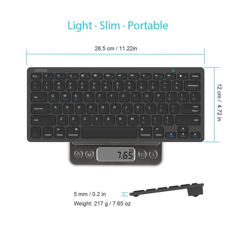  [AUSTRALIA] - Arteck Ultra-Slim Bluetooth Keyboard Compatible with iPad 10.2-inch/iPad Air/iPad 9.7-inch/iPad Pro/iPad Mini, iPhone and Other Bluetooth Enabled Devices Including iOS, Android, Windows, Black