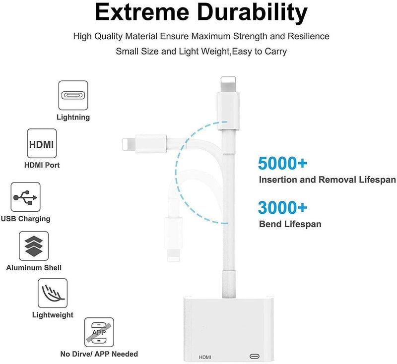  [AUSTRALIA] - Lightning to HDMI Adapter and Lightning Cable,Apple MFi Certified Lightning to Digital AV Adapter 1080P Sync Screen Converter with Charging Port,iPad/iPhone to HDMI Adapter for TV/Projector/Monitor